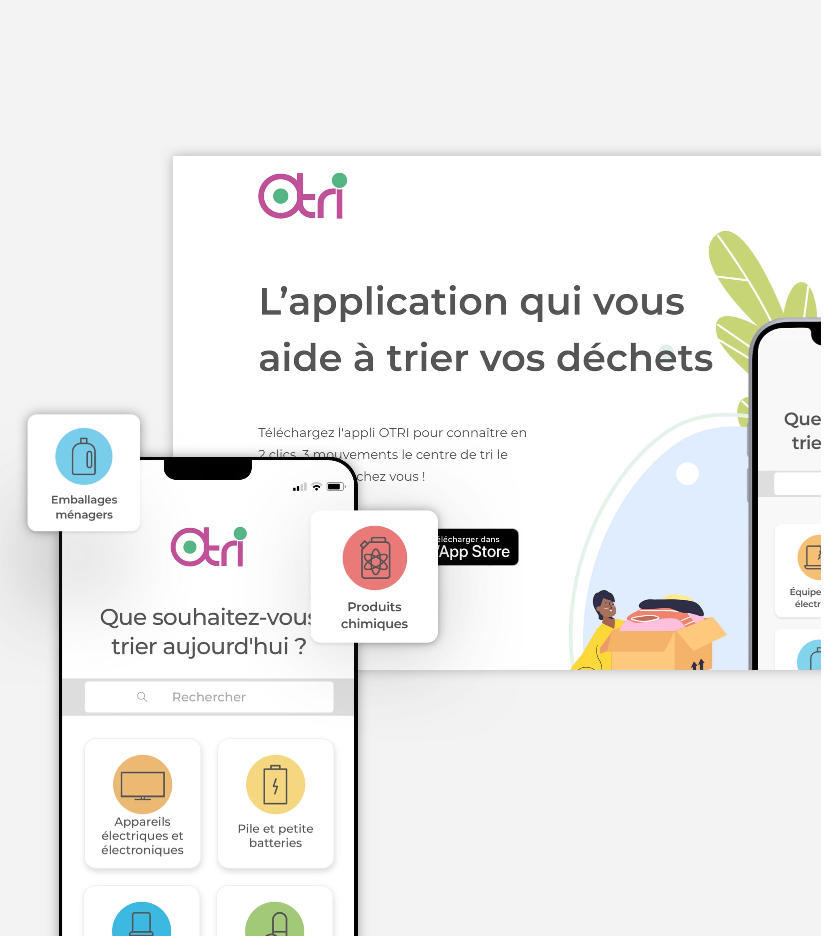 Otri, Application mobile, Landing page